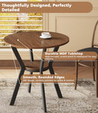 MECHYIN 31.5" Round Dining Table for 2-4, Farmhouse Small Kitchen Table with Storage, Space Saving Circle Table, Rustic Wood Dining Room Tables with Metal Legs for Kitchen, Dining Room, Apartment