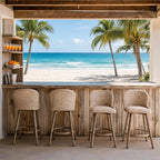 LUE BONA Swivel Outdoor Bar Stools Set of 4, 27" Wicker Counter Height Patio Chairs, All-Weather Waterproof Boho Coastal Bar Stools with Backrest for Kitchen Island, Porch, Patio, Pool, Apricot
