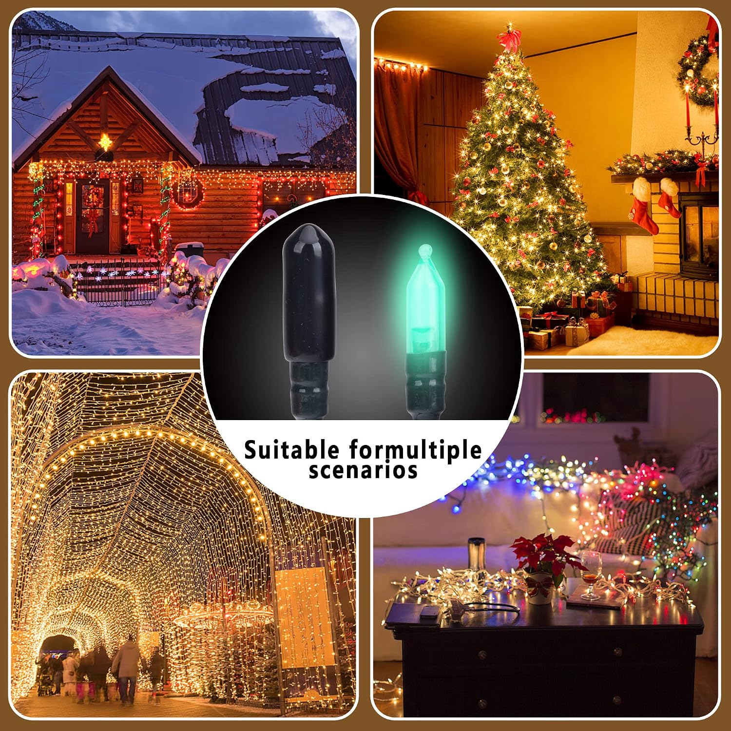 codree 150 PCS No Glow Caps for String Lights, String Light Cap to Hide The Extra Lights, Christmas Blackout Black Light Cap Covers for 5mm Diameter Glass LED String Lights