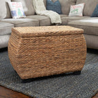 Household Essentials Large Curved Wicker Storage Chest with Liner | Water Hyacinth, Natural