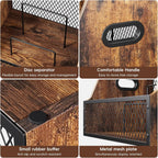 Vinyl Record Storage,Wooden Crate ‌Vinyl Holder with Dividers for Albums & Magazine Rack Organizer for 60+ Records Case Box for 7/10/12 inch