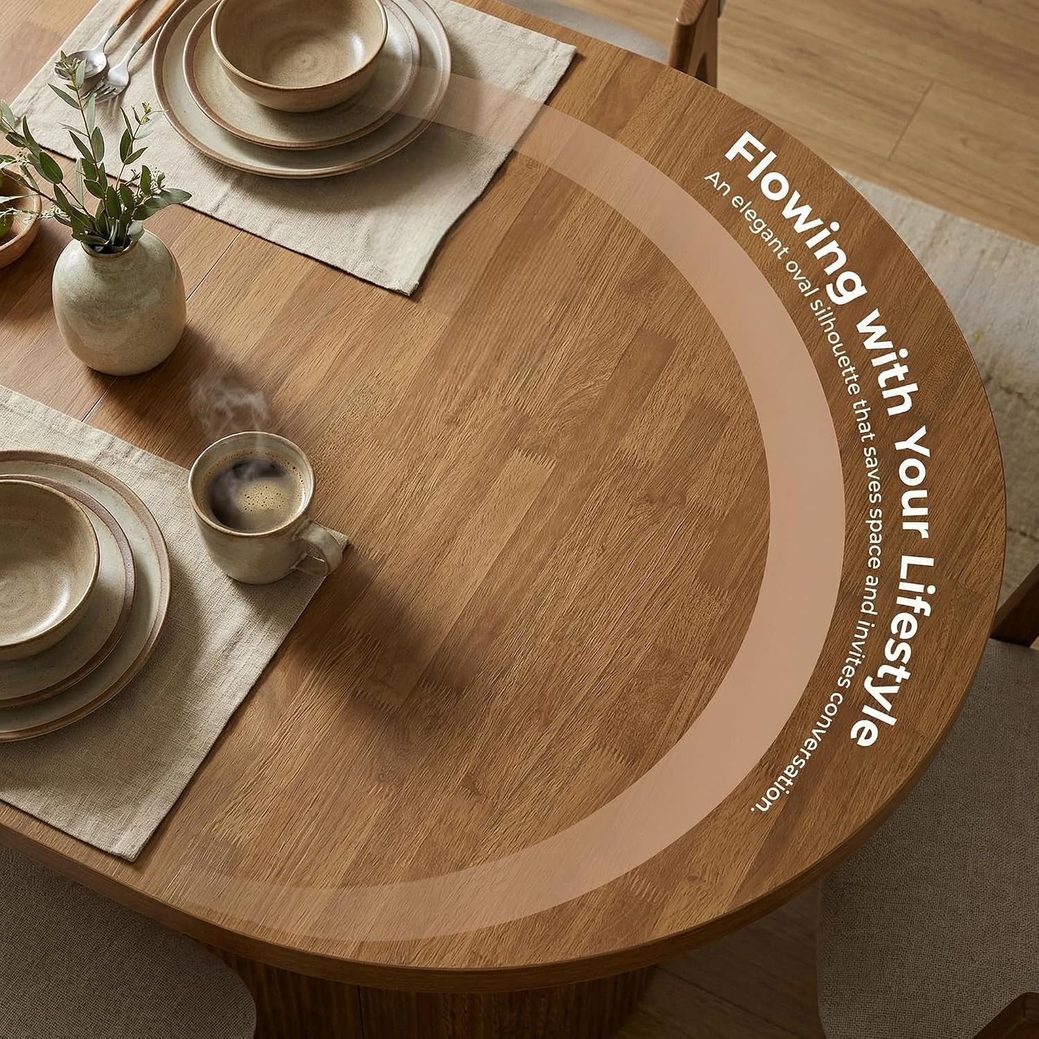 Tribesigns 47.24" Oval Dining Table for 4, Small Kitchen Table with Pedestal Base, Space Saving Farmhouse Wood Dinner Table for Apartment and Dining Room, Brown