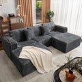 110 Corduroy Modular Sectional Boneless Sofa with 2 Ottomans, Convertible Cloud Couch with Deep Seats, Fluffy Memory Foam U Shaped Couch for Living Room, No Assembly Required (Gray)