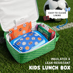 Fit & Fresh Customizable Charm Lunch Bag for Boys & Girls, Soccer Kids Lunch Box with 6 Sports Charms, Premium Insulated Reusable Lunch Tote for School
