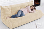 Bean Bag 3-Seater Chair Big Sofa Beanbag Chair for Adults Fireside Chair Bean Bag Lounger with Memory Foam Filled for Home,Apartment or Gaming Venue（Khaki Teddy）