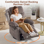 Korser Rocking Recliner Chair, Nursery Rocker Chair for Adults, Small Recliners for Small Spaces, Swivel Rocker Recliner with Cushion, Upholstered Rocking Chairs for Living Room, Apartment