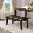 Homelegance 48 Inch Upholstered Dining Bench, Dark Brown Faux Leather Padded Seat Accent Bench with Wood Frame, Easy Assembly, for Dining Room/Kitchen/Entryway/Bedroom, Cherry