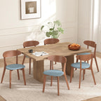 weselon Dining Chairs Set of 4, Solid Wood Dining Chair Armless, Mid-Century Modern Upholstered Linen Seat Cushion Dining Room Chair for Home Kitchen Dining Room Restaurant (Walnut, 4)