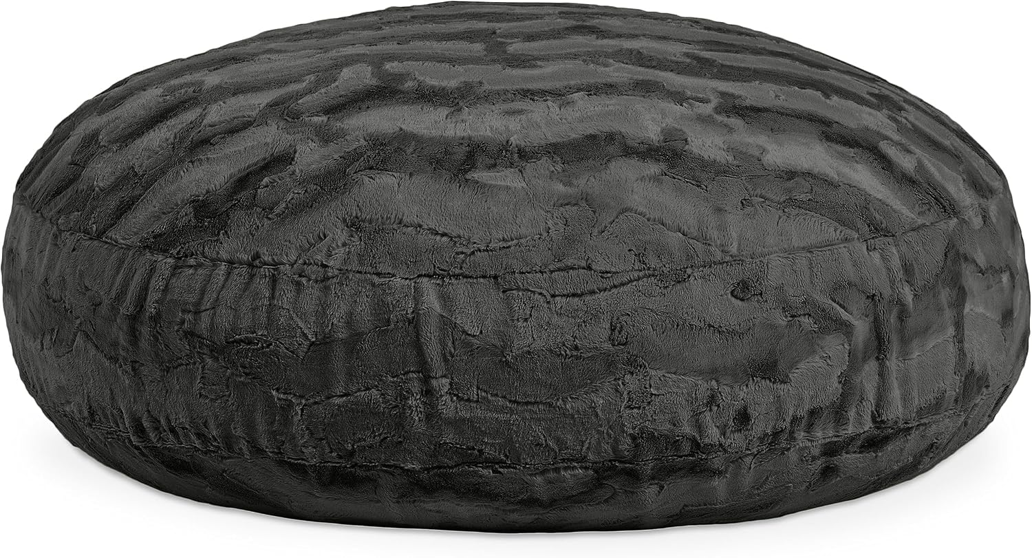 Jaxx Cocoon 4 Foot Bean Bag Chair - Faux Fur, Black