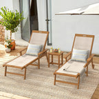 LUE BONA Chaise Lounge Chair Outdoor Set of 2, HDPS and HDPE Wicker Chaise Lounger with 5 Positions, Pool Lounge Chairs with Wheels and Adjustable Backrest for Patio, Poolside, Deck, Backyard