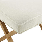 Amazon Basics Small Ottoman Foot Rest, Mid-Century Modern X Square Polyester Foot Stool, Linen, Ivory White, 18" D x 19.8" W x 18.3" H