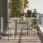 Yaheetech 3 Piece Dining Table Set, Kitchen Table & Chair Sets for 2, Compact Bistro Table Set with Steel Legs, Built-in Wine Rack for Small Space, Apartment, Breakfast Nook, Drift Brown