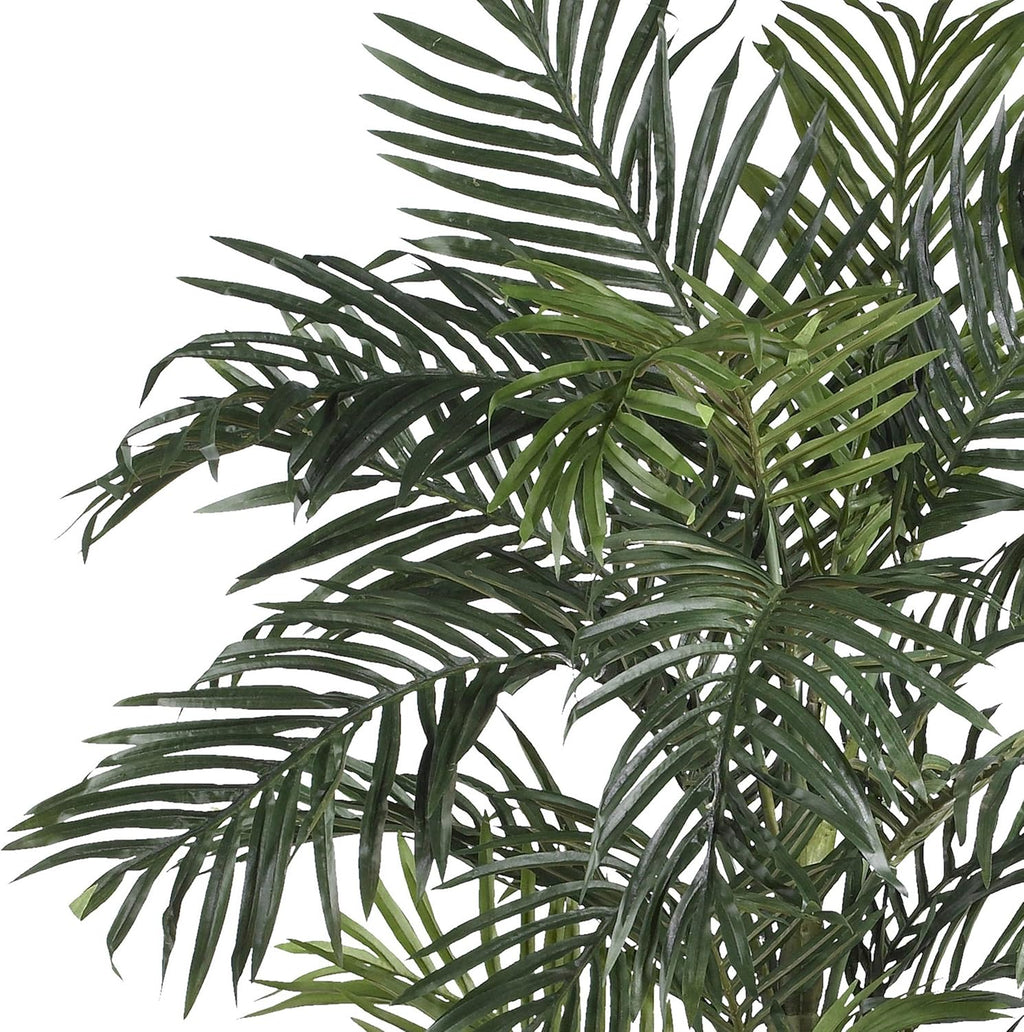 Nearly Natural 6.5ft Artificial Golden Cane Palm Tree, Lifelike Silk Indoor Palm With Three Textured Trunks Flexible Fronds Nursery Planter, Low Maintenance