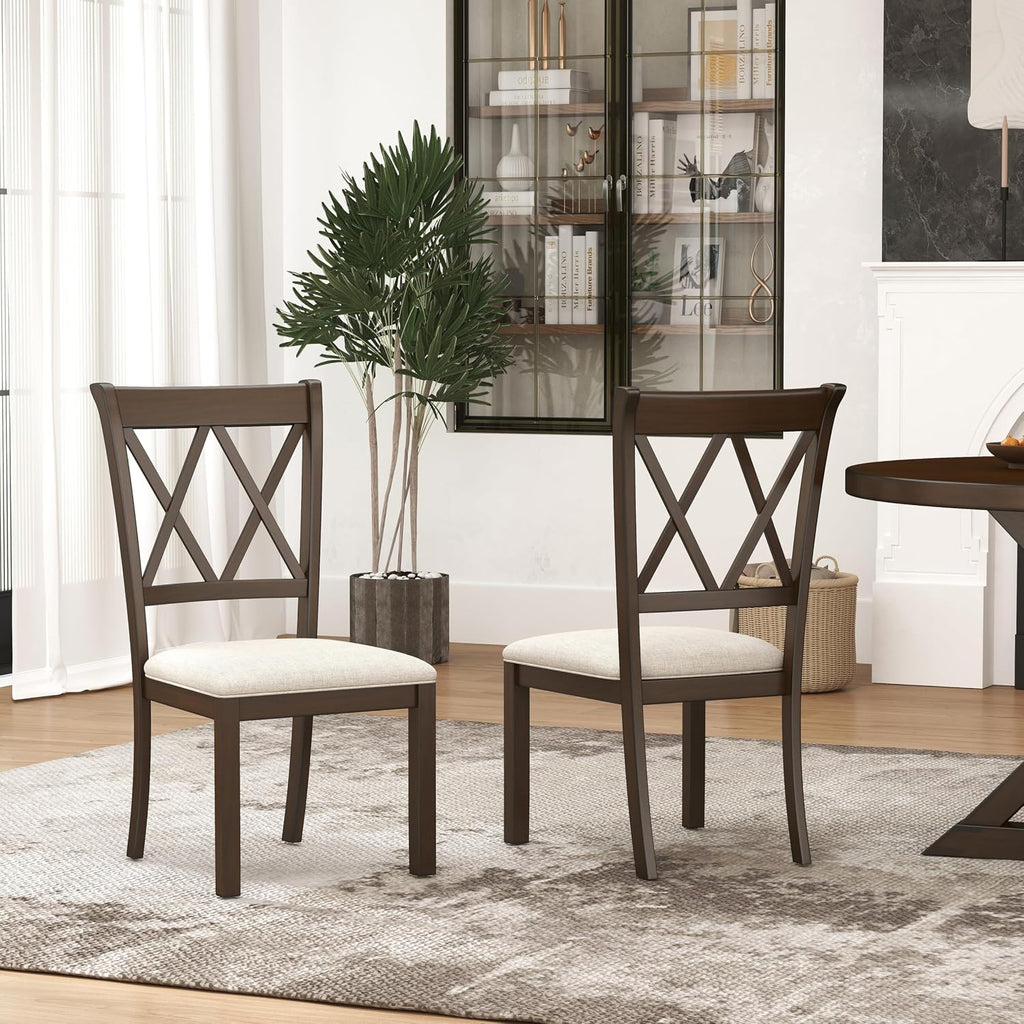 Roundhill Furniture Windvale Fabric Upholstered Dining Chair, Set of 2, Espresso