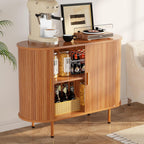 Sideboard Buffet Cabinet with Storage, 40 Inch Mid Century Modern Fluted Credenza with Sliding Door & Adjustable Shelf, Coffee Bar Cabinet for Kitchen, Living Room, Entryway