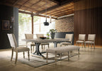 Roundhill Furniture Birmingham Microfiber Upholstered Bench with Nail Head Trim in Driftwood Finish