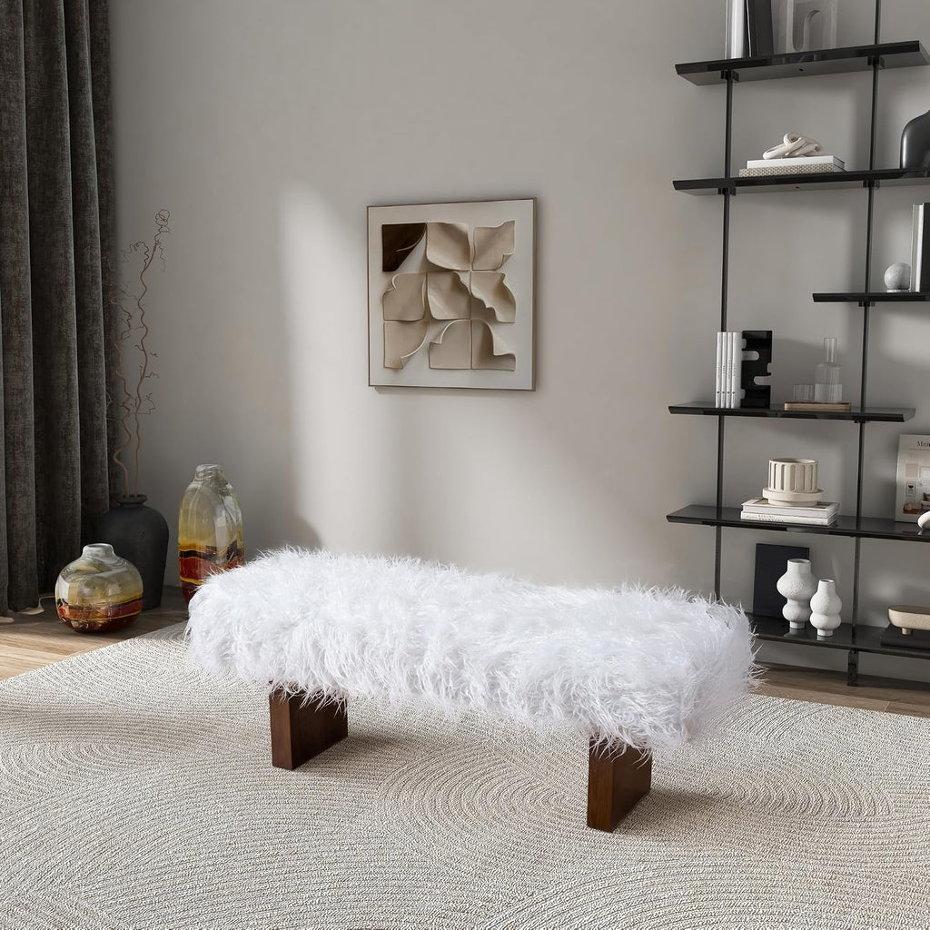 Bench in White Khaki Fur