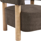 Christopher Knight Home Carly Low Profile Accent Chair, Boucle Upholstered Barrel Chair, Comfy Reading Chair for Bedroom, Wooden Single Lounge Sofa, Dark Brown