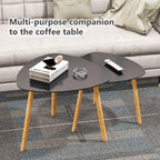 Bamboo Nesting Coffee Tables - Small Coffee Table for Living Room, Set of 2 Triangle End Table Modern Side Table for Bedroom Apartment Balcony Yard Small Spaces, (Black)