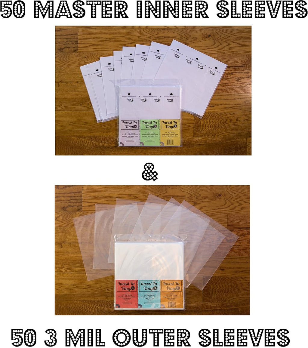 100 LP Sleeves Combo Pack - 50 Outer & 50 Inner Sleeves for 12" Vinyl Records - Protect Your Collection - Invest In Vinyl