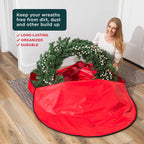 HOLDN’ STORAGE Premium Wreath Storage Bag - Durable Material - Waterproof - Heavy-duty Christmas Storage Container for Xmas Wreath with Dual Zipper Closure, Tear-proof, 48"W x 8"D - Red