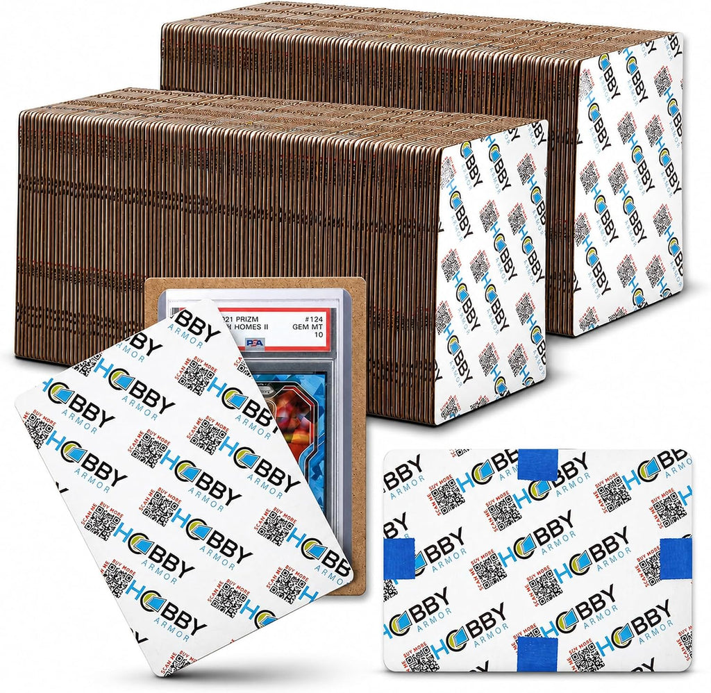 200 Pack Graded Trading Card Shipping Protector by Hobby Armor, 4" x 6" with Rounded Corners, Vibrant Multi-Color Card Protector to Guard Cards from Dings, Premium Cardboard Slab Shipping Supplies