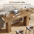 Tribesigns 70.9" Extra Long Bar Table, Rectangular Counter Height Pub Table, Modern Farmhouse Bar Height Table Home Bar Units for Kitchen Island, Bistro, Brown