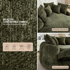 Round Oversized Lounge Chair with Ottoman - Cloud Comfy Boneless Sofa Chair for Living Room Relaxation (Olive Green, Chair and Ottoman)
