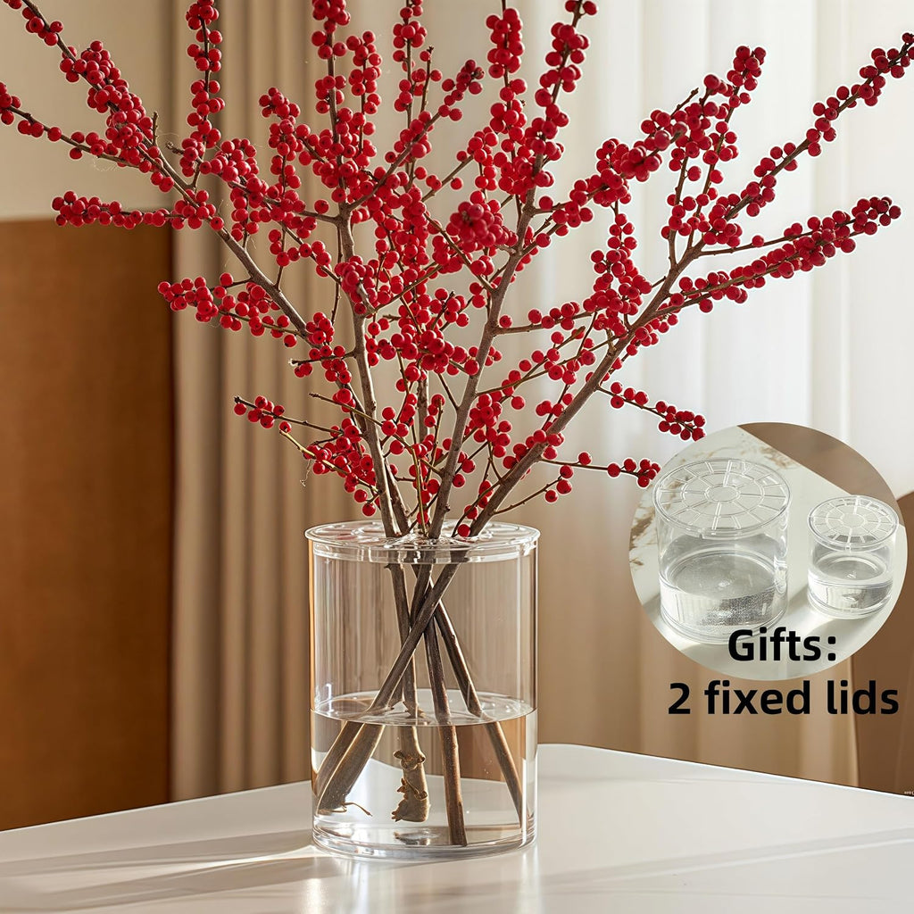 Tall Modern Clear Acrylic Cylinder Flower Vase 4x12 Inch Set of 2 | High Transparency, Unbreakable, Lightweight, Easy To Clean, for Arrangement, Home Decor, Wedding Centerpiece