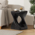 Vintage Twist End Table Magnesium Oxide Indoor Outdoor Side Table Black Small Bedside Table Nightstand Accent Table Patio Side Table for Living Room Bedroom Balcony,No Assembly