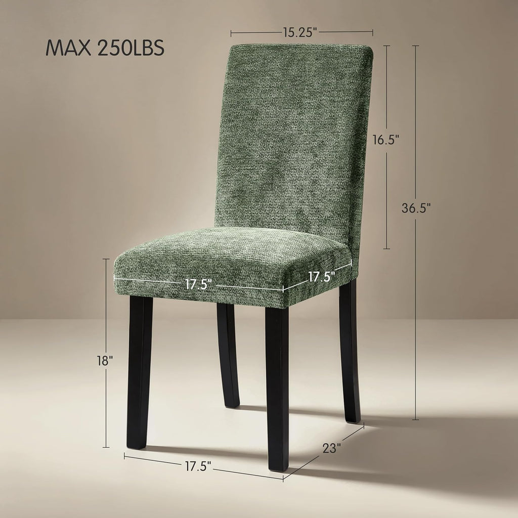 CHUN YI Upholstered Dining Chairs Set of 4, Fabric Dining Room Chairs with Solid Wood Legs, Modern Kitchen Chairs for Farmhouse Living Room Restaurant & Cafe, Green