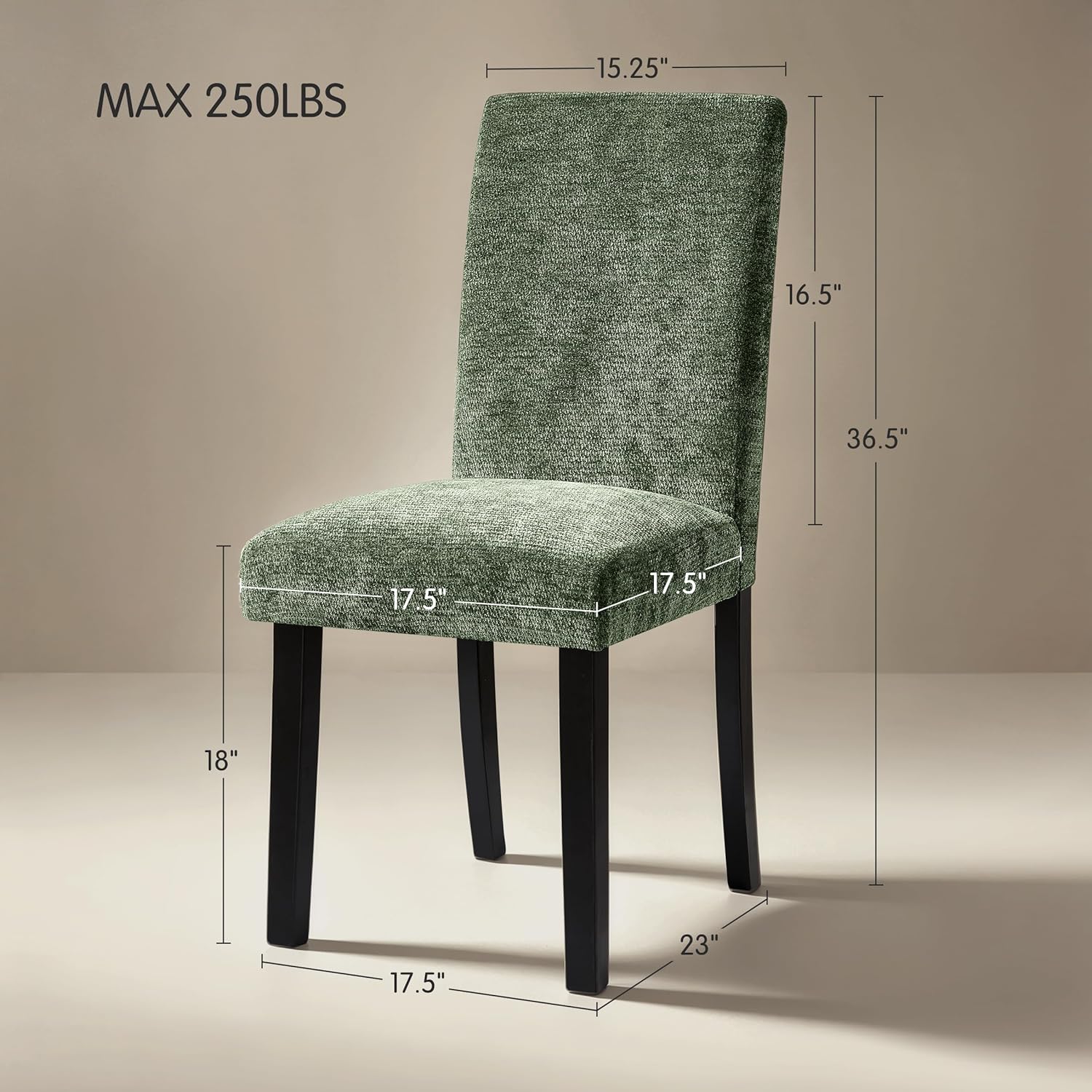 CHUN YI Upholstered Dining Chairs Set of 4, Fabric Dining Room Chairs with Solid Wood Legs, Modern Kitchen Chairs for Farmhouse Living Room Restaurant & Cafe, Green