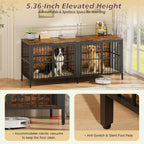 80" Dog Crate End Table, Rustic Brown, Large & Medium Dogs