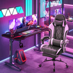 Homall Gaming Chair, Computer Chair with Footrest and Massage Lumbar Support, Ergonomic High Back Video Game Chair with Swivel Seat and Headrest (White)