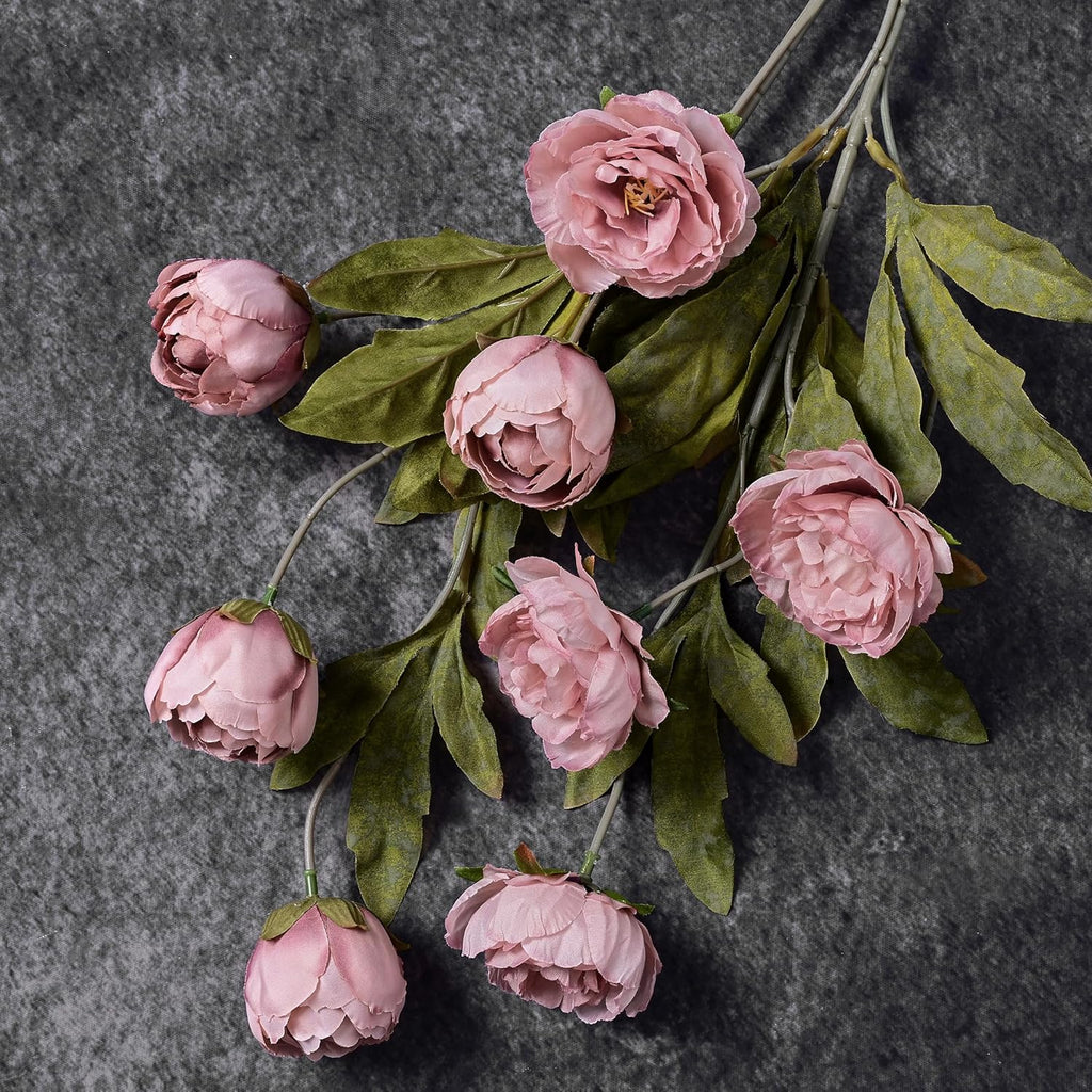 Waipfaru 6 Pcs Faux Peonies Artificial Flowers for Vase, Vintage Silk Peony Stems for Wedding Vase Filler DIY Bouquet Centerpieces Home Indoor Outdoor Decor (Pink, 27")