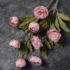 Waipfaru 6 Pcs Faux Peonies Artificial Flowers for Vase, Vintage Silk Peony Stems for Wedding Vase Filler DIY Bouquet Centerpieces Home Indoor Outdoor Decor (Pink, 27")