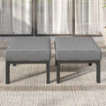 Wisteria Lane Outdoor Footstools Patio Ottoman Set of 2, Aluminum All-Weather Outdoor Footrest Seat with Removable Cushions, Patio Furniture Ottomans for Garden, Backyard, Poolside-Gray