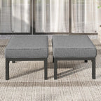 Wisteria Lane Outdoor Footstools Patio Ottoman Set of 2, Aluminum All-Weather Outdoor Footrest Seat with Removable Cushions, Patio Furniture Ottomans for Garden, Backyard, Poolside-Gray