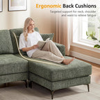 99.21" L Shaped Sectional Sofa with Convertible Chaise, Chenille Modern Modular Couch with Storage Box, USB & Type C Port, 4-Seater Cloud Sofa with Metal Legs for Living Room, Apartment, Green