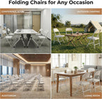 1 Pack Folding Chairs with Cushion Padded - Metal Chairs w/Comfortable Seats and Durable Steel Frame Foldable Chair for Indoor Outdoor Wedding, Party, Backyard & Office Events (White, 1 Pack)