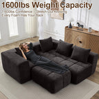 119" Boneless Couch, Cloud Sectional Couch with Deep Seat, High-Density Memory Foam and Chaise, Sectional L Shaped Sofa, Boneless Couches for Living Room, No Assembly Required Tufted Sofa, Dark Grey