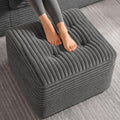 23.6in Pouf Ottoman, Corduroy Ottoman Foot Rest with Dual‑Layer Support, Large Poofy Pouf with Soft Chunk‑Foam Top & Firm Foam Base, Floor Foot Stool for Living Room, Dark Grey