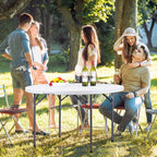 ZenStyle Folding Table, Indoor Outdoor Portable Plastic Dining Card Table Utility Table for Camping Dining Event Party, White (Round, 48"x48")