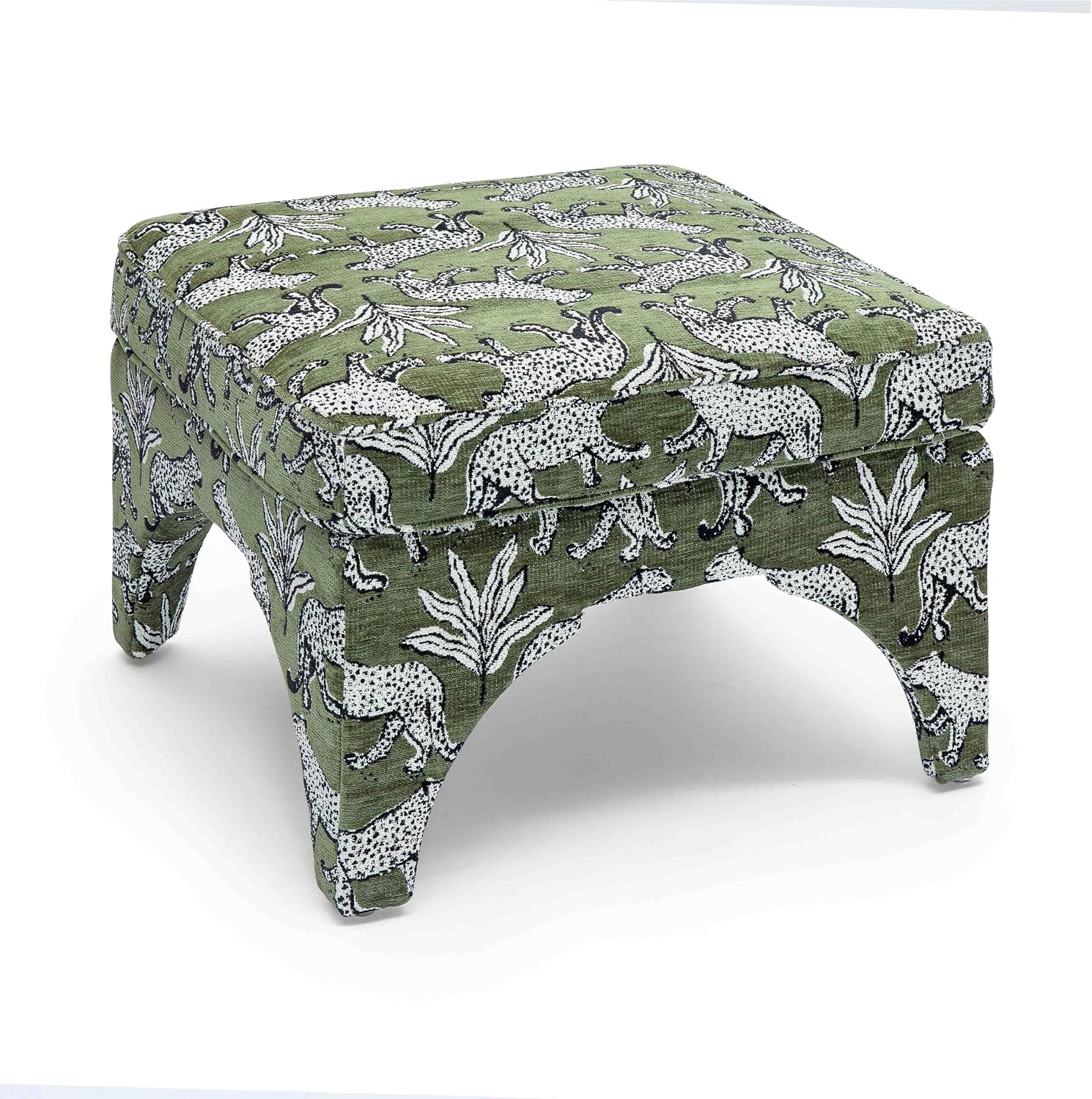Tov Furniture Raji Jacquard Ottoman (Olive Green Leopard)