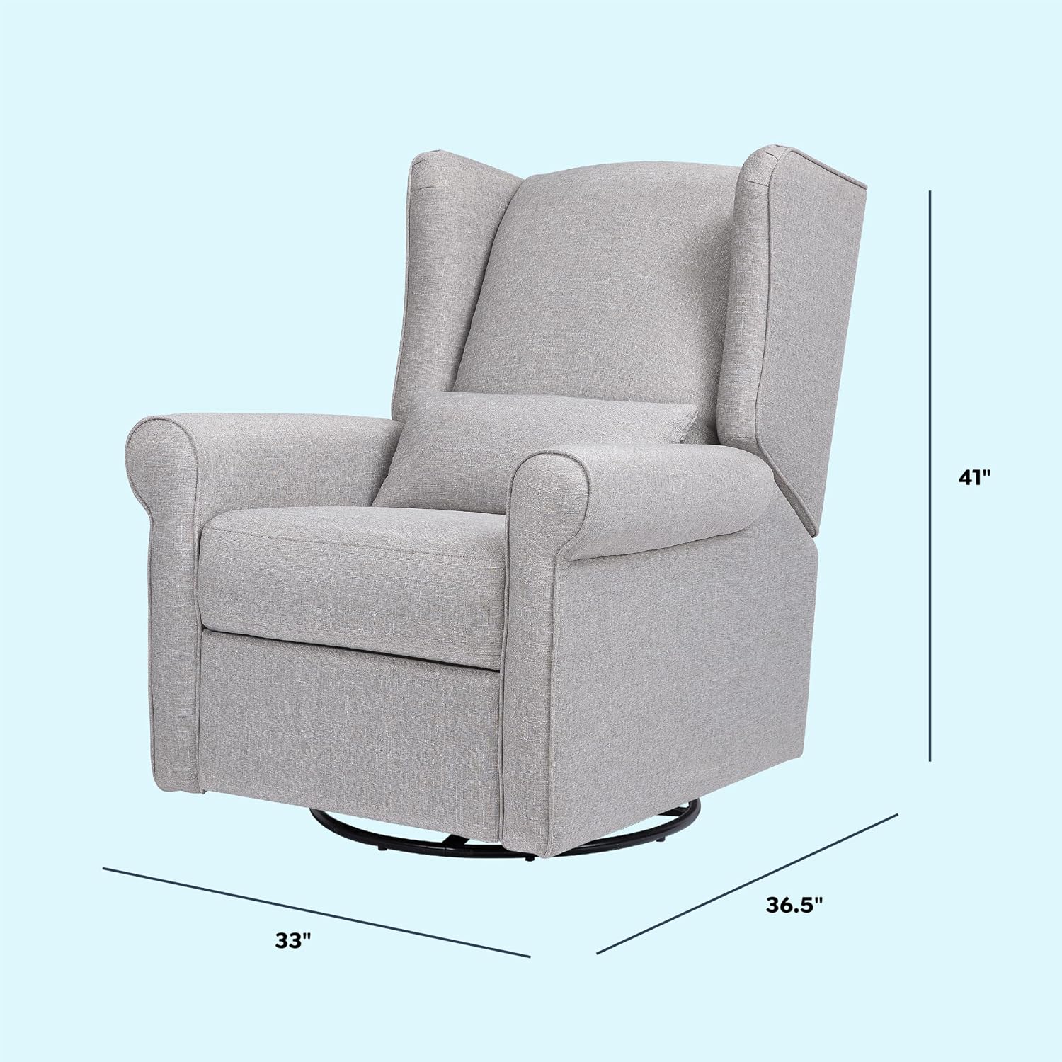 DaVinci Hayden Recliner and Swivel Glider in Misty Grey, Greenguard Gold & CertiPUR-US Certified