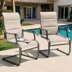 NUU GARDEN Patio Dining Chairs Set of 2, Outdoor Textilene Chairs with High Back and Breathable Seat, for Garden Deck Backyard Porch, Grayish Beige