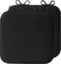 puredown® Chair Cushions for Dining Chairs, Set of 2 Memory Foam Seat Cushions with Non-Slip Backing & Ties, 16" x 16" x 1.5", Comfortable & Supportive Dining Chair Pads for Kitchen, Black