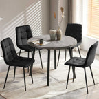 NORDICANA 5 Pieces Round Dining Table Set, 37 Inch Kitchen Table and Chairs for 4 Person, Space Saving Breakfast Nook Table with Black Velvet Upholstered Dining Chairs