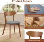 weselon Dining Chairs Set of 4, Solid Wood Dining Chair Armless, Mid-Century Modern Upholstered Linen Seat Cushion Dining Room Chair for Home Kitchen Dining Room Restaurant (Walnut, 4)