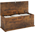 HOMCOM 113L Storage Chest, Storage Box with Flip-Top Lid and 2 Safety Hinges, Storage Trunk for Living Room, Entryway, 100 x 40 x 40 cm, Rustic Brown